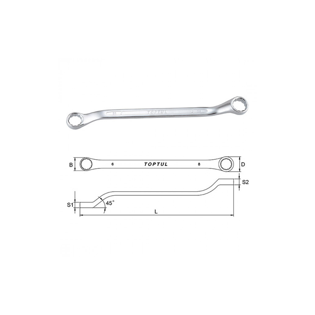 Ключ Toptul накидний 10х11 мм (кут 45 °) (AAEH1011) - зображення 2
