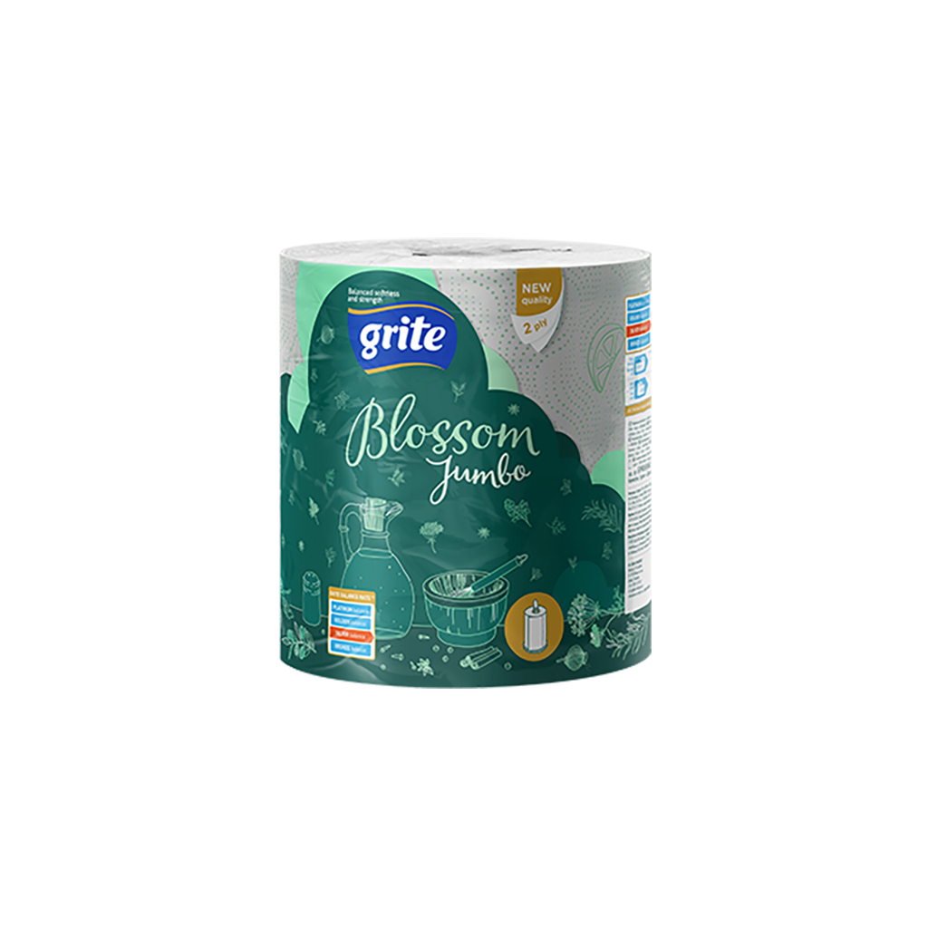 Паперові рушники Grite Blossom Jumbo 2 шари 1 рулон (4770023348774) - зображення 1