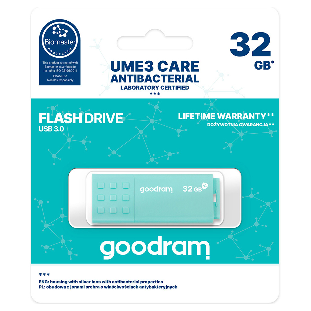 USB флеш накопичувач Goodram 32GB UME3 Care Green USB 3.2 (UME3-0320CRR11) - зображення 3