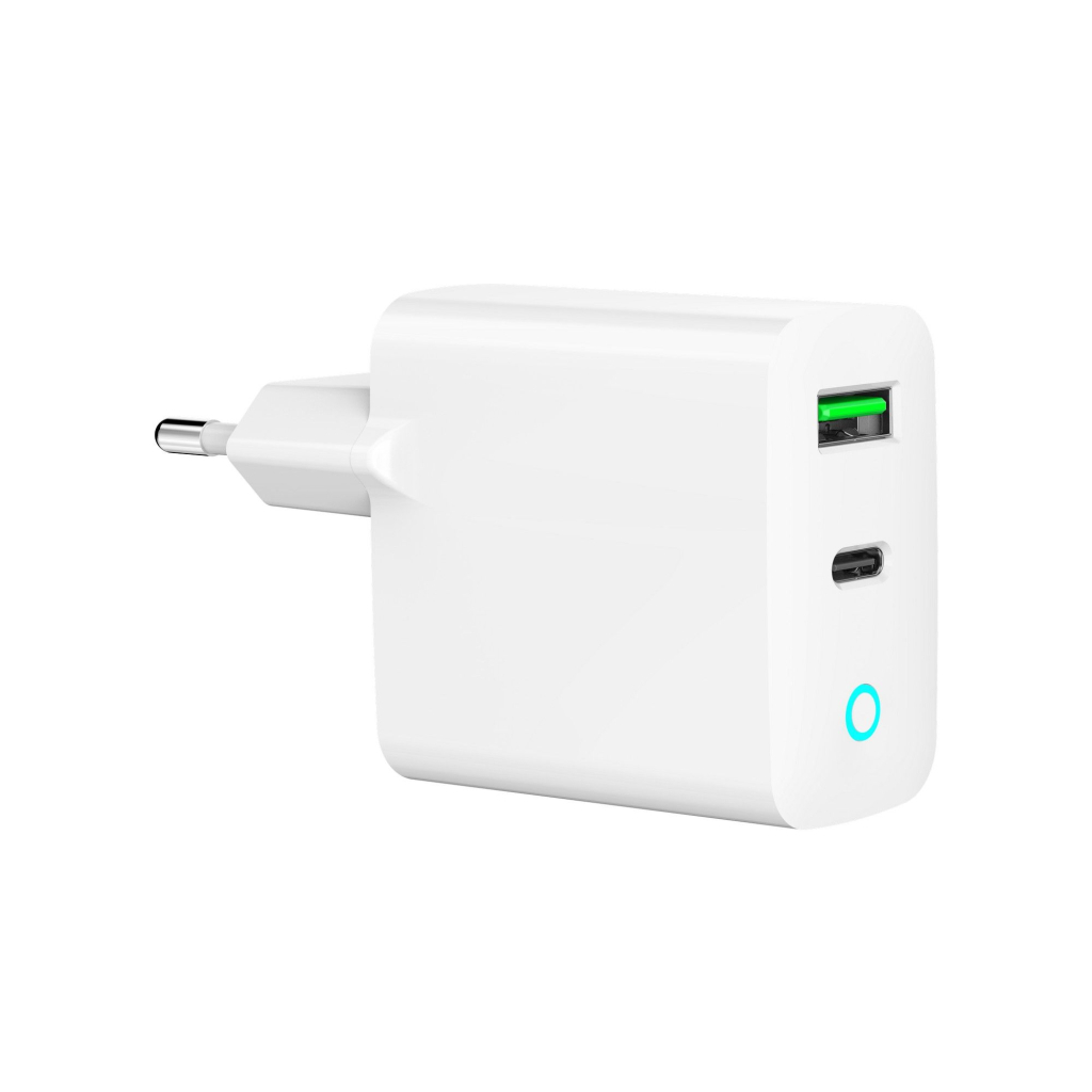 Зарядний пристрій Gembird 1xUSB-A + 1 Type-C (PD20Вт + QC3.0 18Вт) white (TA-UC-PDQC20L-W-01) - зображення 5