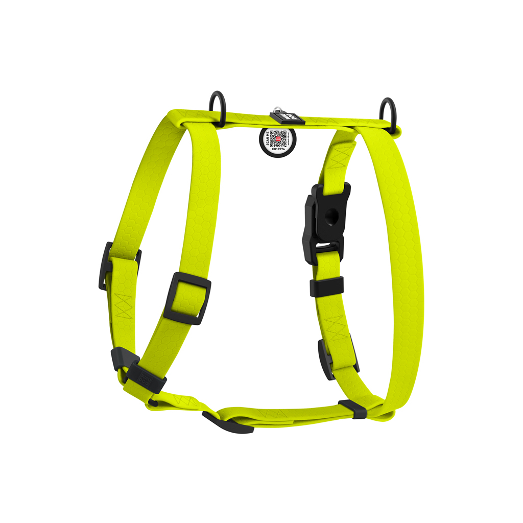 Шлея для собак WAUDOG Magnet анатомічна Н-подібна з QR-паспортом, магнітна пряжка-фастекс S лимонна (262226) - зображення 1