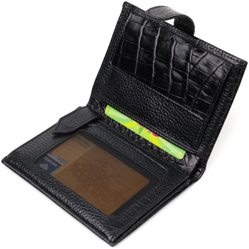 Портмоне Bond Accessories З натуральної шкіри Чорне (22057) - изображение 6