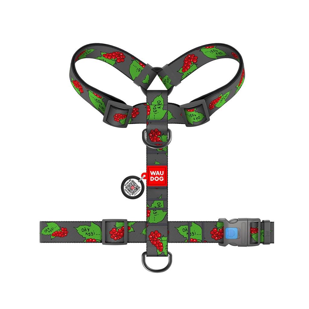 Шлея для собак WAUDOG Nylon анатомічна H-подібна з QR-паспортом "Калина" пластиковий фастекс XL (323-0228) - изображение 2