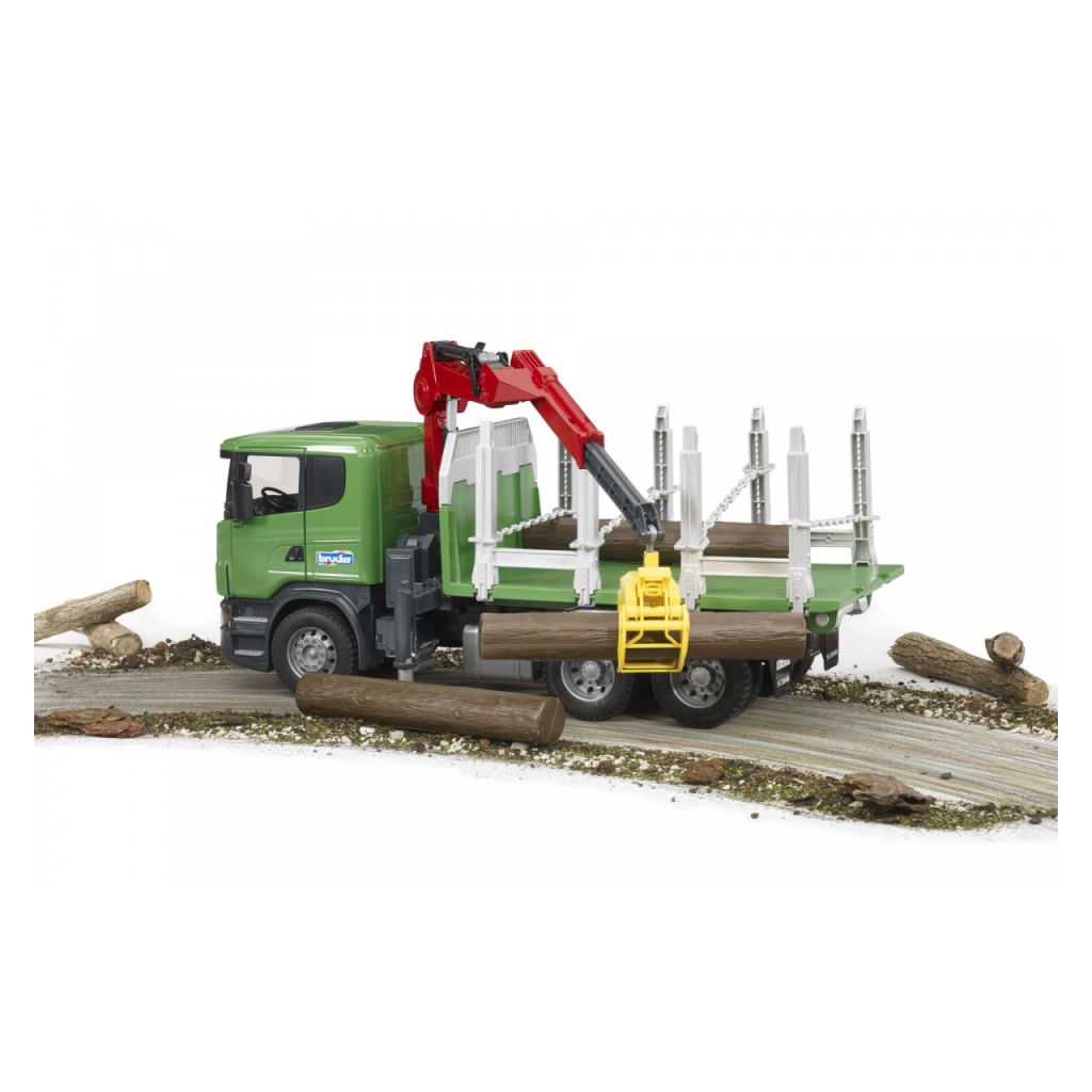 Спецтехніка Bruder лісовоз Scania з краном та колодами 1:16 (03524) - зображення 8