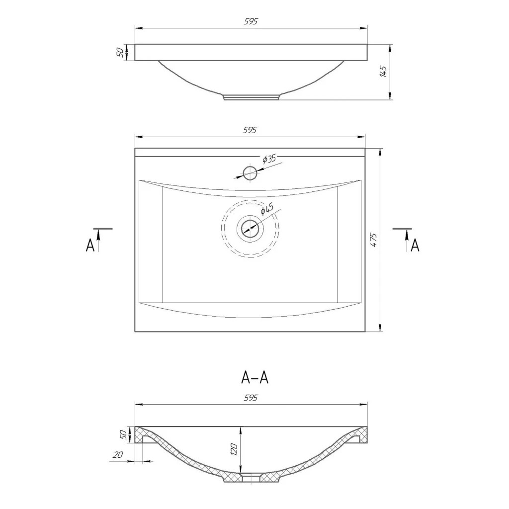 Раковина GRANADO Laredo white gel (gbs1005g) - зображення 6