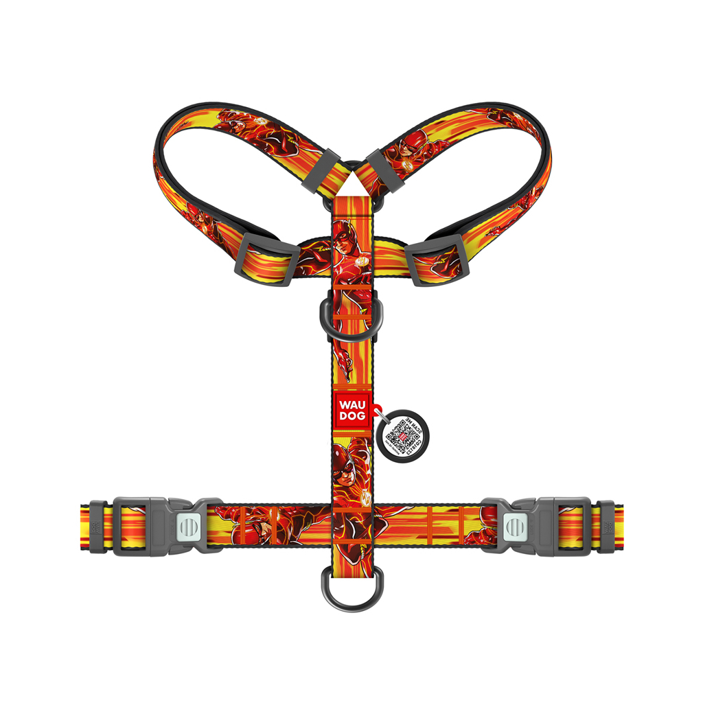 Шлея для собак WAUDOG Nylon H-подібна з QR-паспортом "Швидкість Флеша", пластиковий фастекс XL (346-1080) - зображення 2
