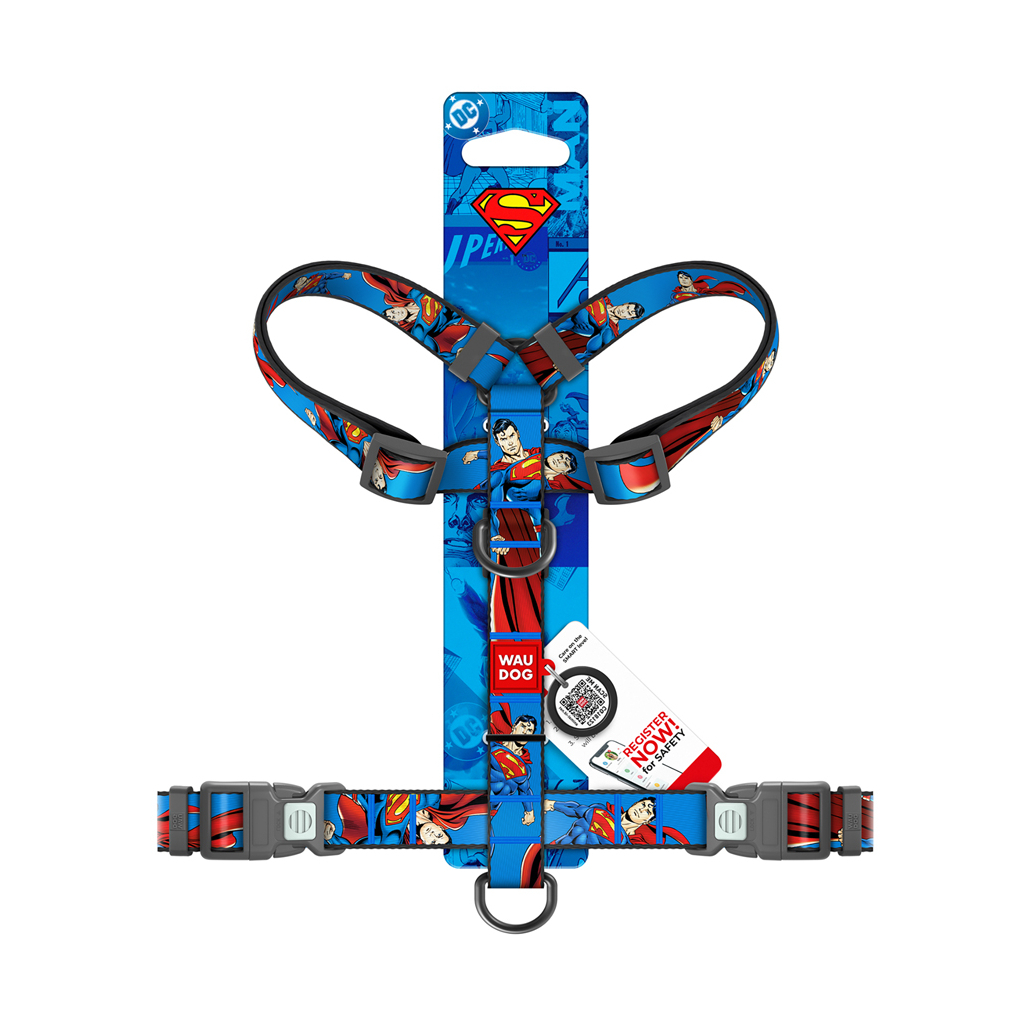 Шлея для собак WAUDOG Nylon H-подібна з QR-паспортом "Сила Супермена", пластиковий фастекс XL (346-1079) - зображення 3