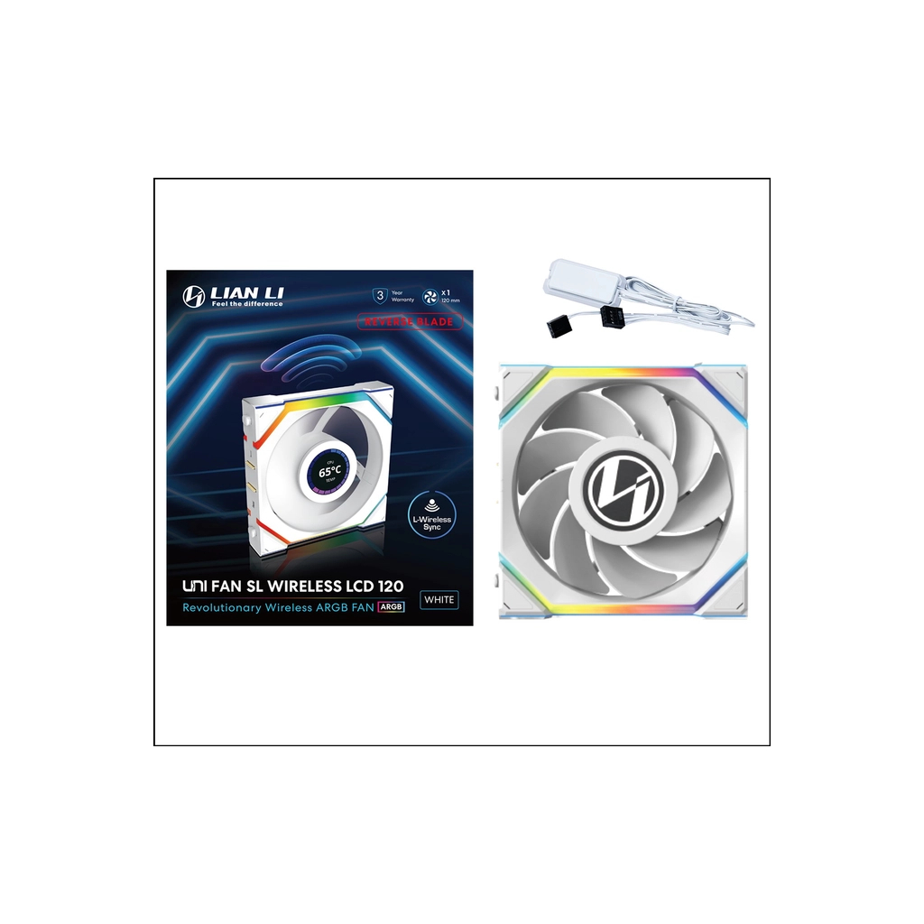 Кулер до корпусу Lian Li Uni Fan SL WIRELESS LCD Reverse, 120-1 (G99.12RSLLCD1W1W.00) - зображення 6
