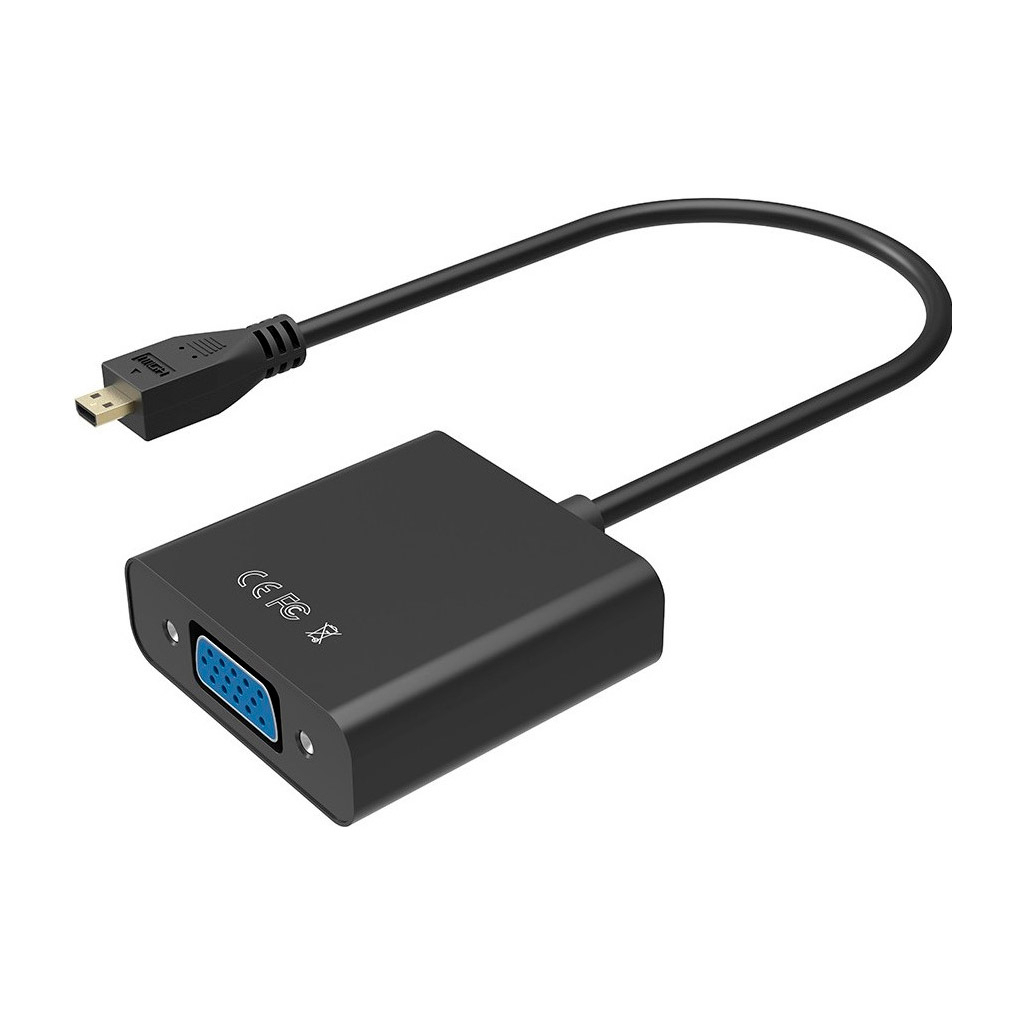 Перехідник micro HDMI M to VGA F 0.3m 4K/2K Black Voltronic (YT-C-mcHDMI(M)/VGA(F)-B) - зображення 1