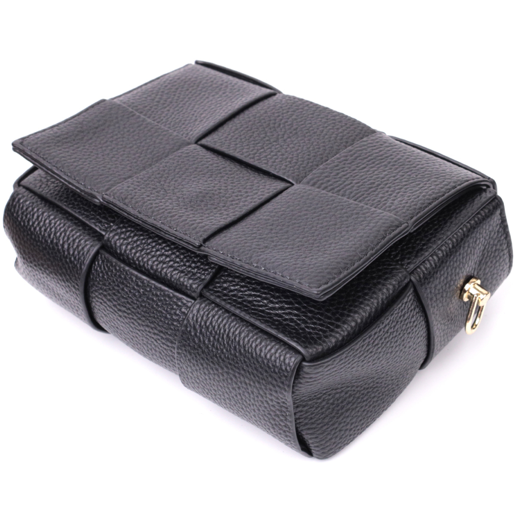 Сумка Vintage Жіноча з плетіннями з натуральної шкіри Чорна (22313) - зображення 3