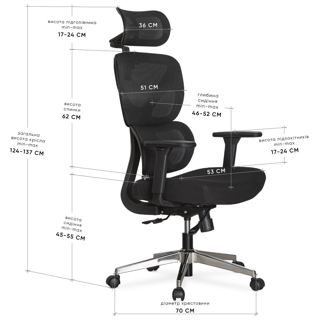 Офісне крісло Mealux D1 Air Fabric Black (HF-D1 F/B) - зображення 10