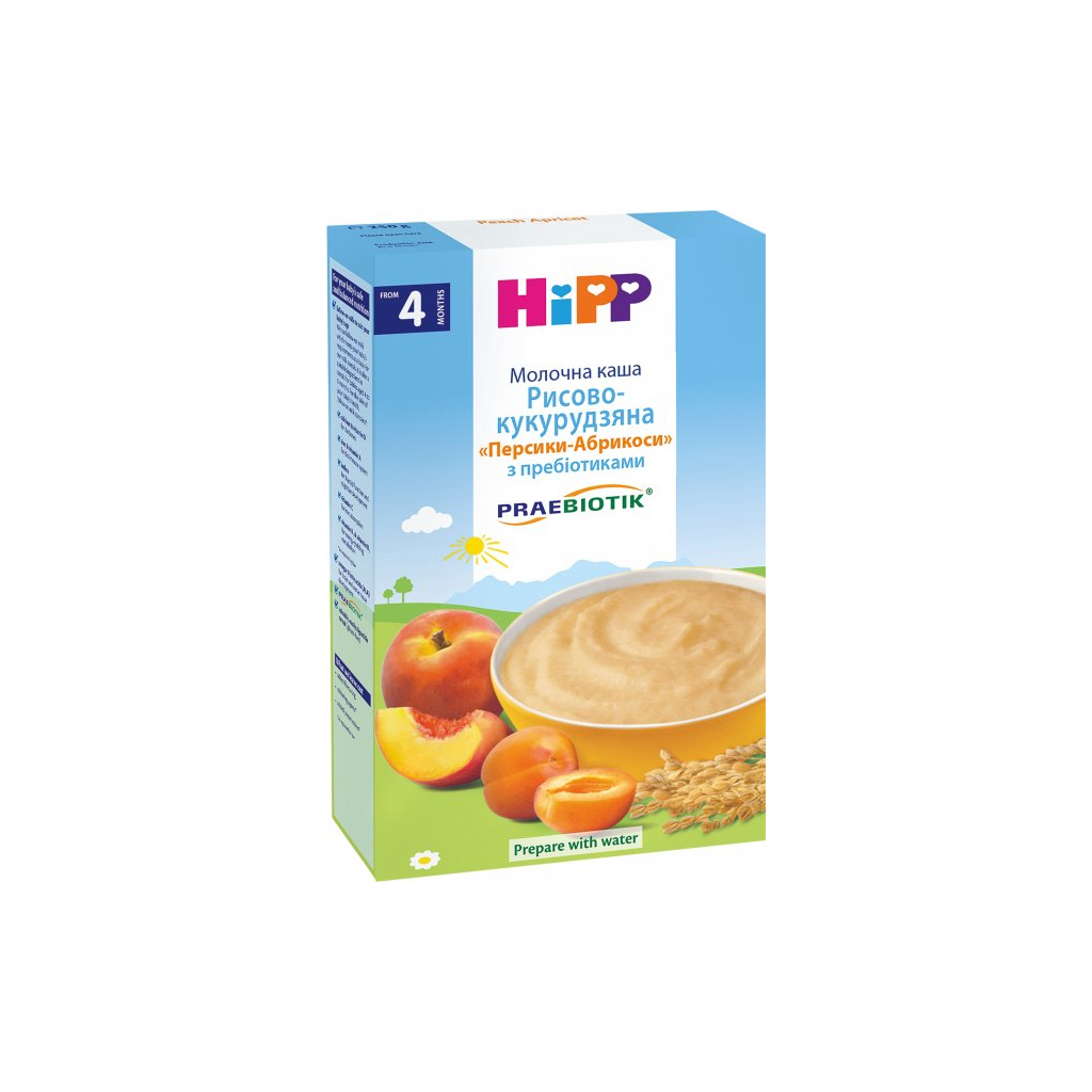 Дитяча каша HiPP молочна Рисово-кукурудзяна Персики-Абрикоси з пребіотиками 2 (9062300140092) - изображение 2