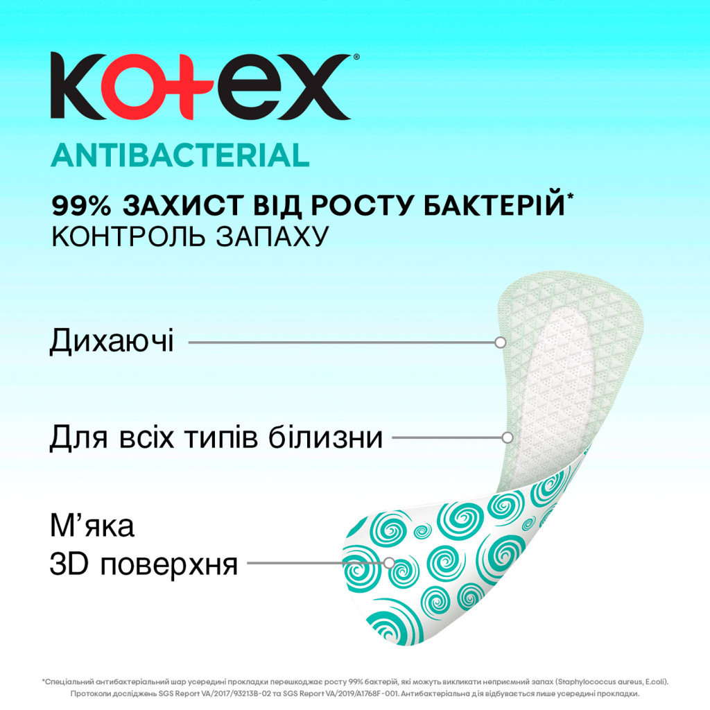 Щоденні прокладки Kotex Antibacterial Extra Thin 20 шт. (5029053549132) - зображення 3