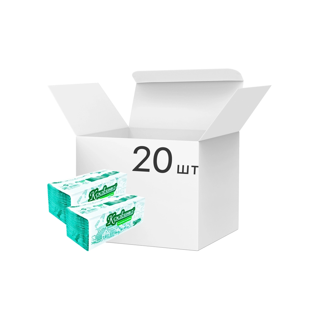 Паперові рушники Кохавинка V-складання Зелені 1 шар 200 листів (4820032450071) - зображення 1