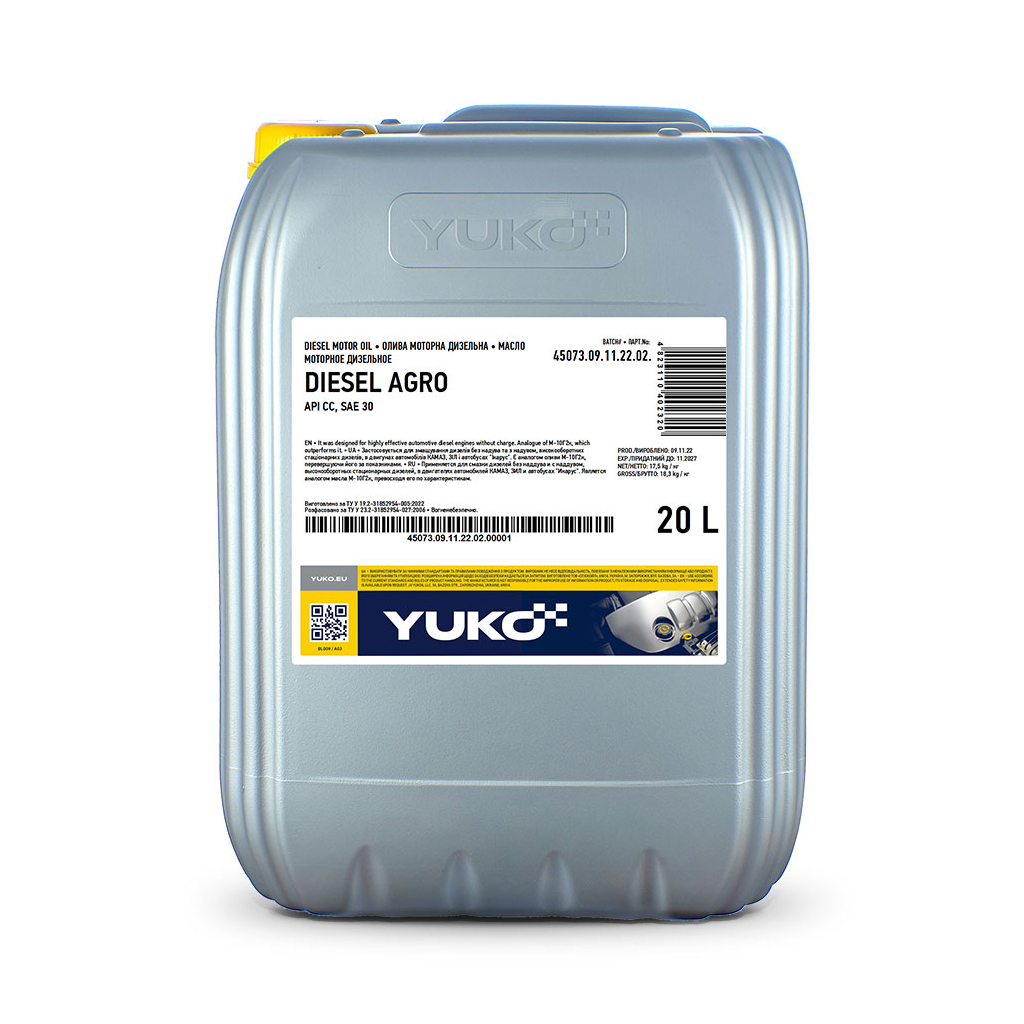 Моторна олива Yuko DIESEL AGRO 20л (4823110402320) - изображение 1