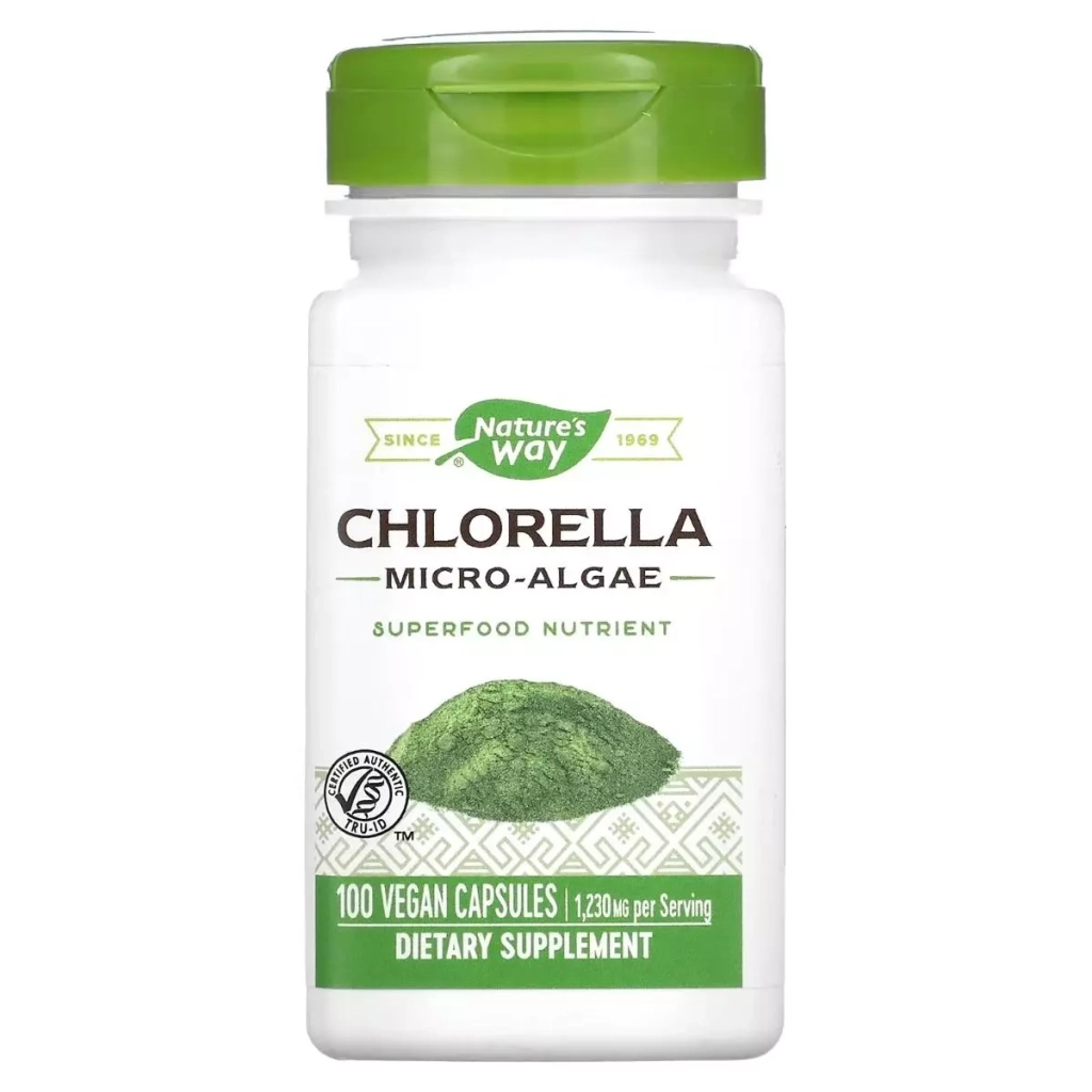 Вітамінно-мінеральний комплекс Nature's Way Хлорелла, 1230 мг, Chlorella, Micro-Algae, 100 вегетаріанських капсул (NWY-11850) - зображення 1