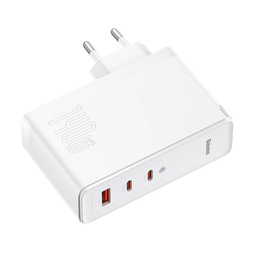 Зарядний пристрій Baseus GaN5 Pro Fast Charger 2C+U 140W + Cable 1.0m Type-C 240W white (CCGP100202) - зображення 3
