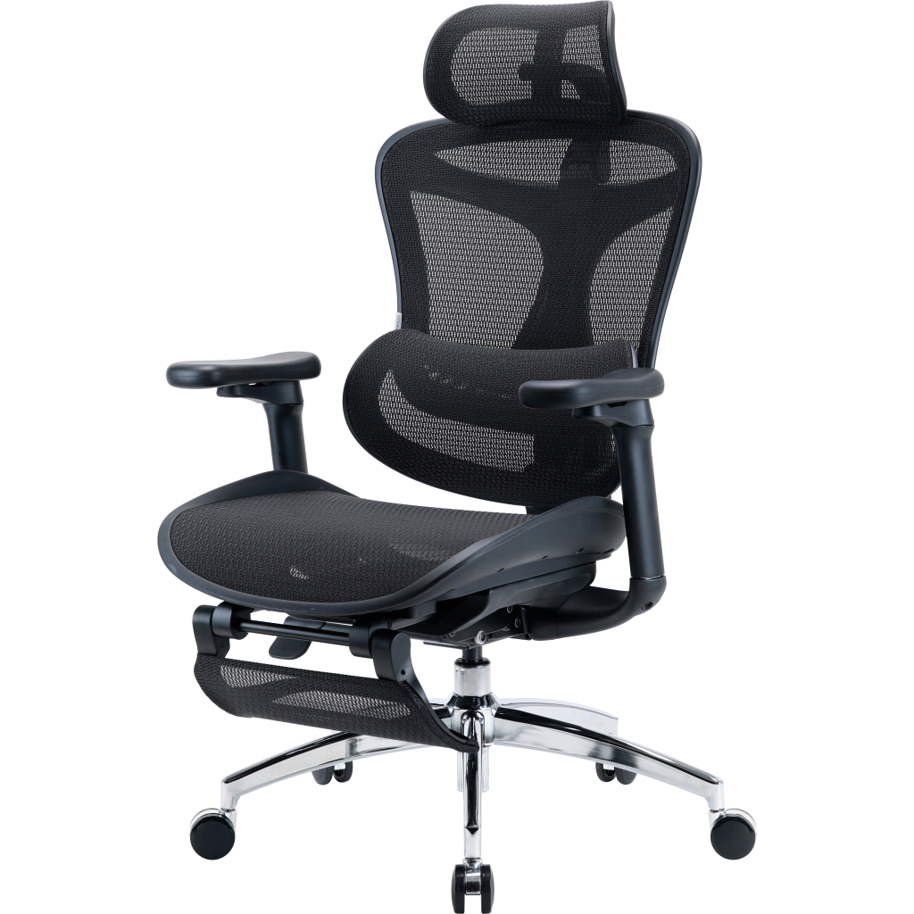 Офісне крісло Sihoo з підставкою для ніг DORO C300L Mesh Black with footrest (DORO-C300L-A3-101-JT) - picture 4