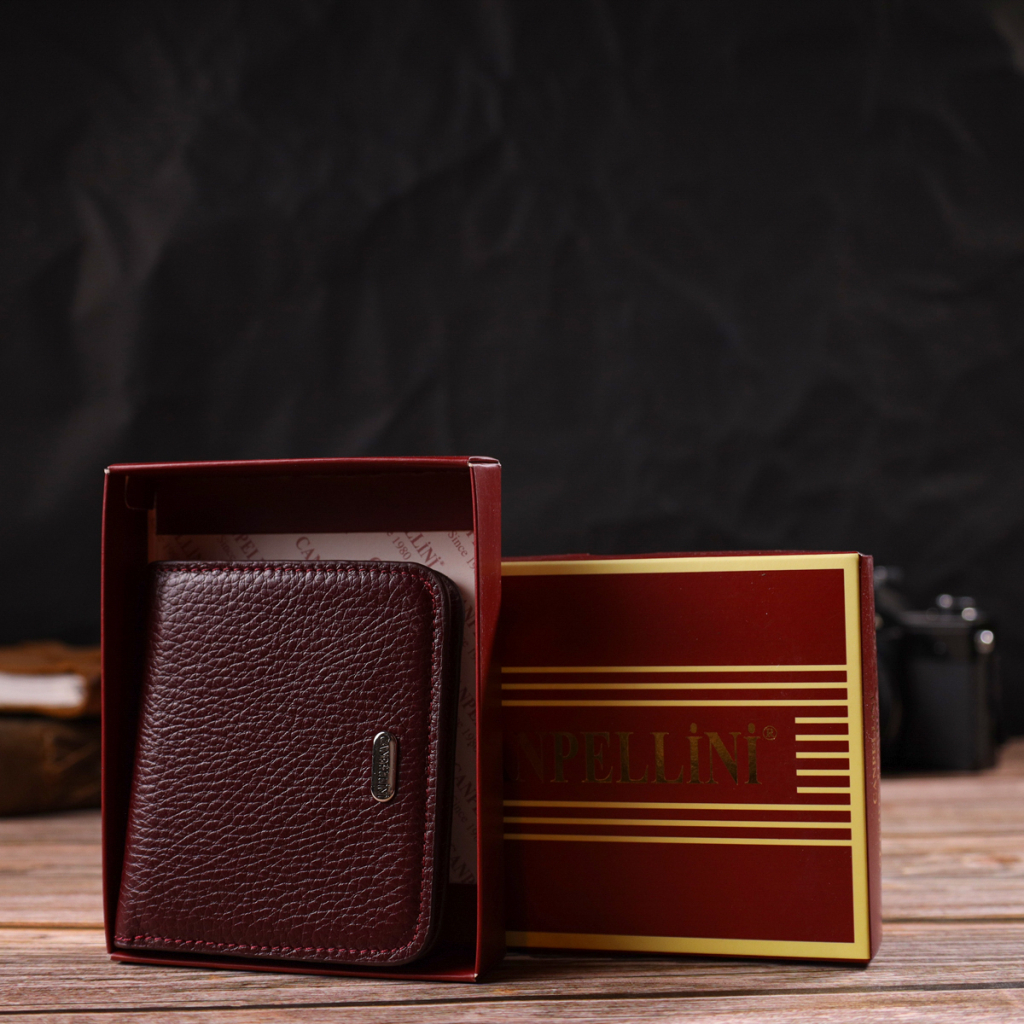 Гаманець Canpellini З натуральної шкіри флотар Бордовий (21802) - зображення 10