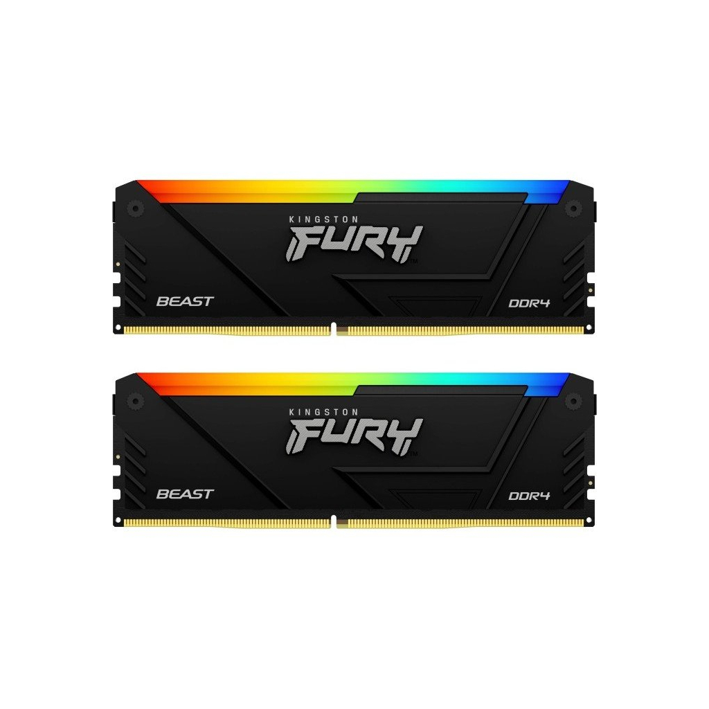 Модуль пам'яті для комп'ютера DDR4 64GB (2x32GB) 3600 MHz FURY Beast RGB Kingston Fury (ex.HyperX) (KF436C18BB2AK2/64) - зображення 1