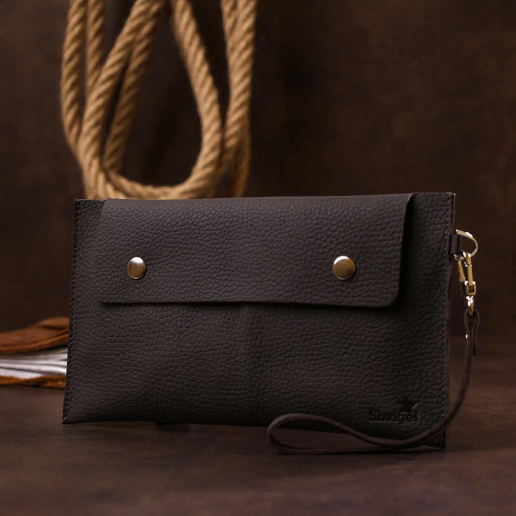 Косметичка Shvigel Шкіряна матова тревел Коричнева (16418) - зображення 8