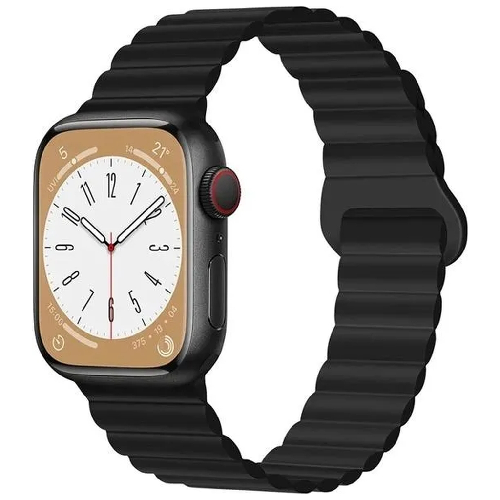 Ремінець до смарт-годинника Drobak Silicone Magnetic Link для Apple Watch All Series 38/40/41mm Dark black (898922) - зображення 1
