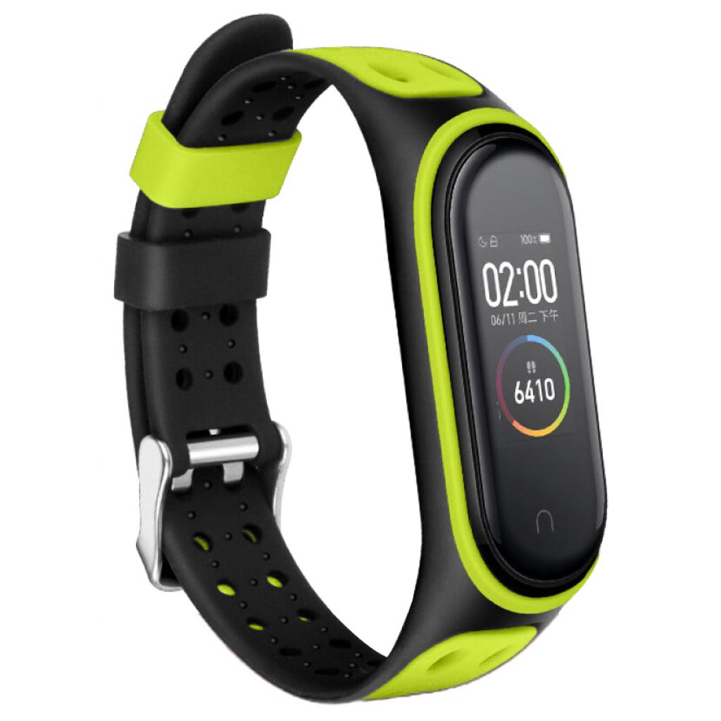 Ремінець до фітнес браслета BeCover Colour Style для Xiaomi Mi Smart Band 5 Black-Green (705156) - зображення 1