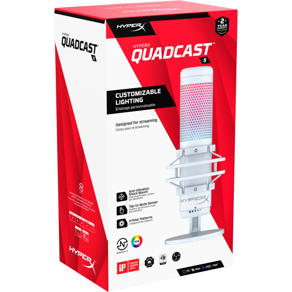 Мікрофон HyperX QuadCast S White (519P0AA) - зображення 8