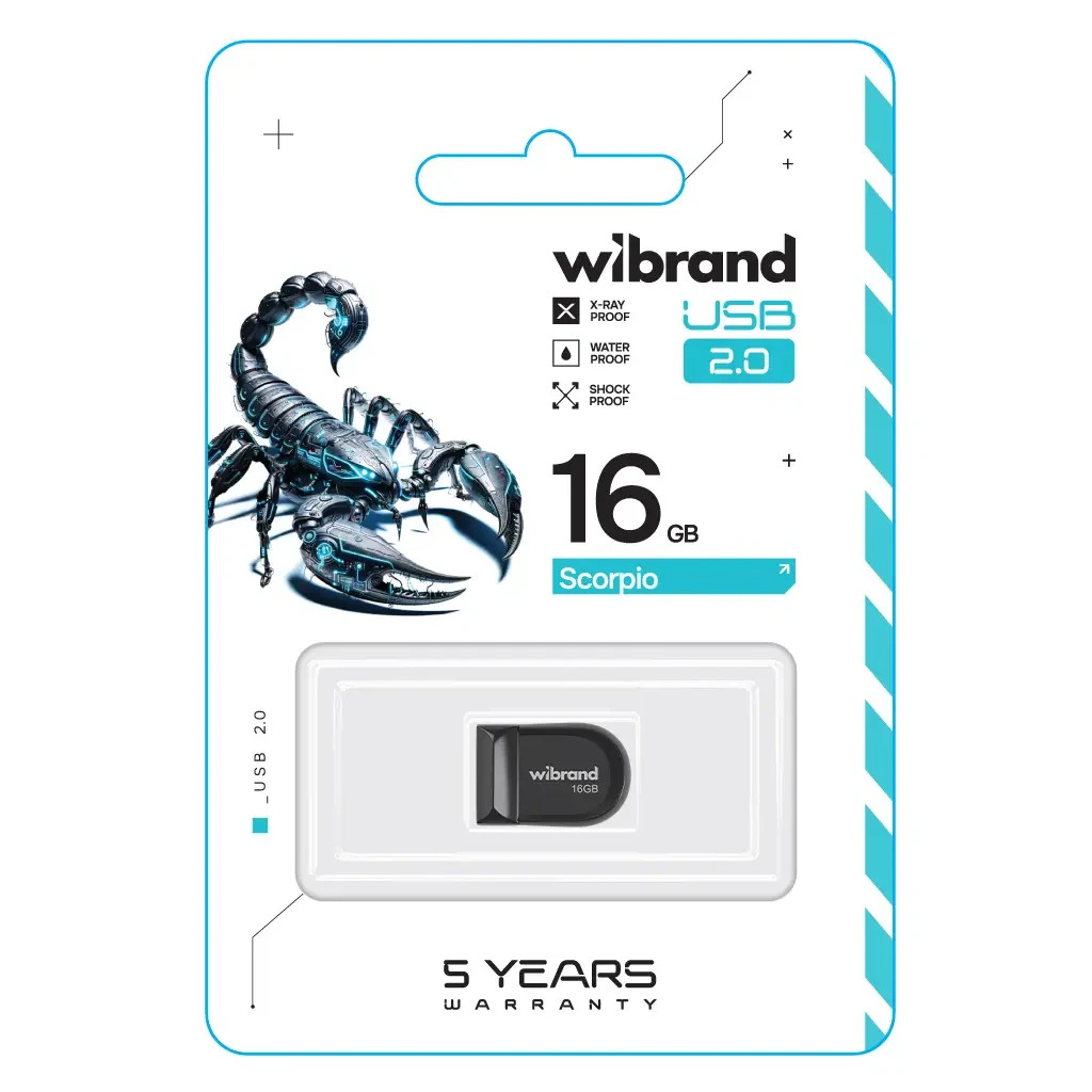 USB флеш накопичувач Wibrand 16GB Scorpio Black USB 2.0 (WI2.0/SC16M3B) - зображення 2
