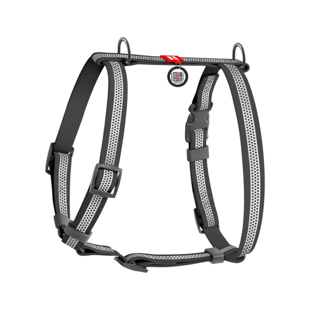 Шлея для собак WAUDOG Waterproof анатомічна Н-подібна, світловідбивна S сіра (328011) - зображення 1