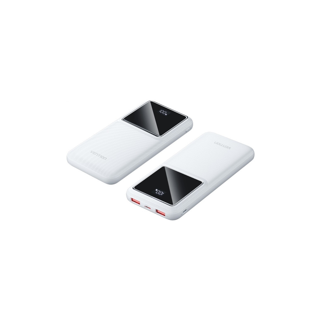 Батарея універсальна Vention 10000mAh 22.5W 3A PD, QC/3.0, LED Display, White (FHKW0) - изображение 3