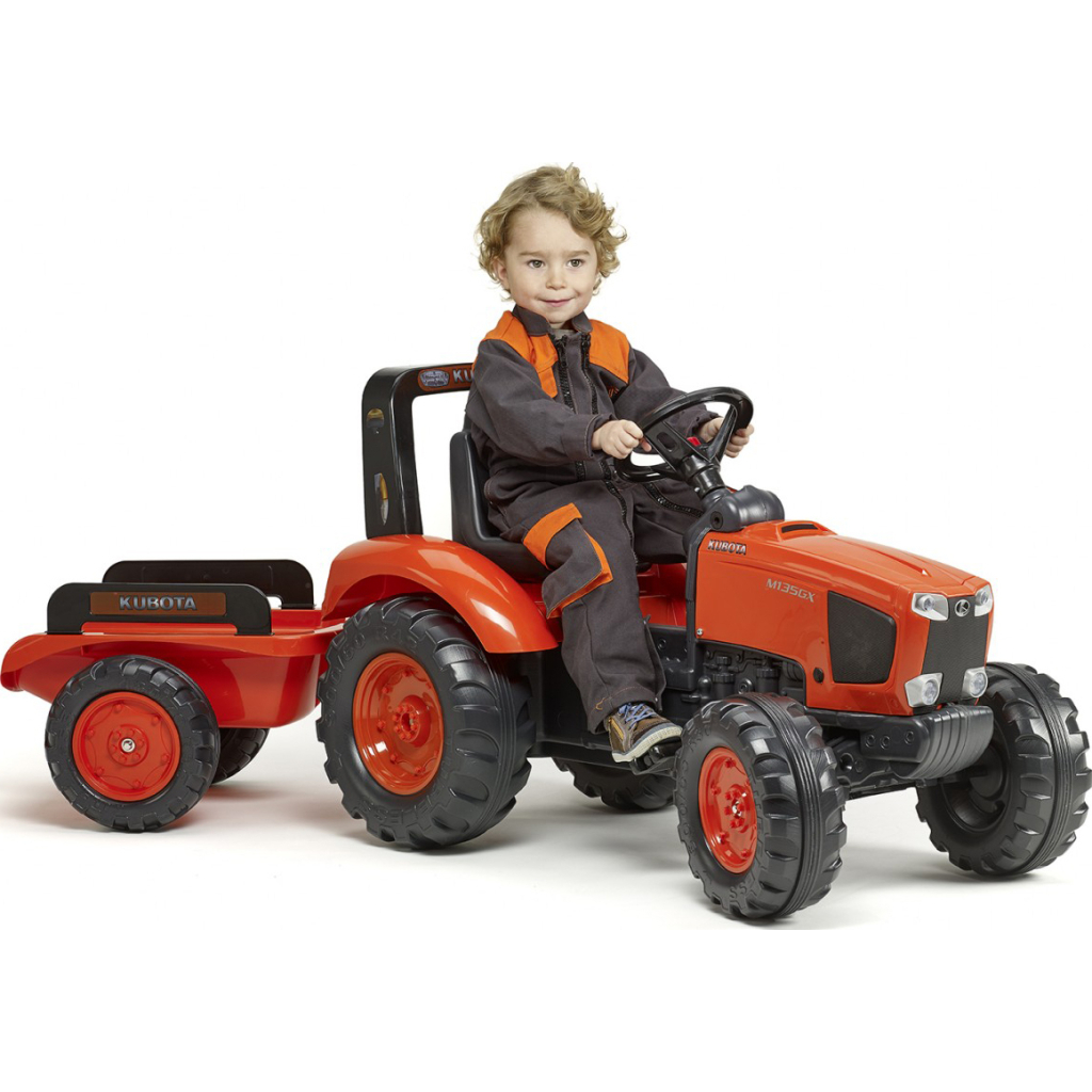 Веломобіль Falk KUBOTA трактор з причепом, помаранчевий (2060AB) - зображення 2