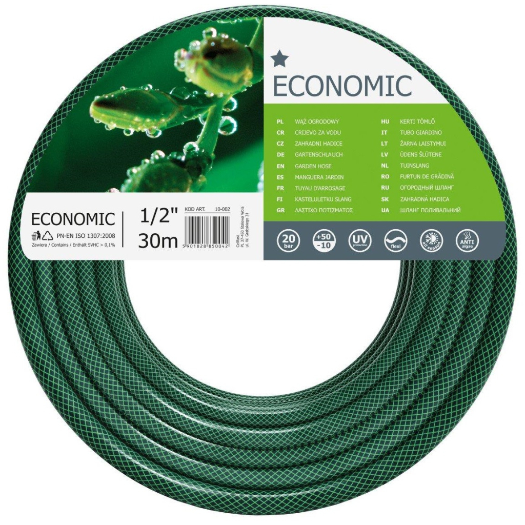 Шланг для поливу Cellfast ECONOMIC, 1/2", 30м, 3 шари, до 20 Бар, -10…+50°C (10-002) - зображення 1