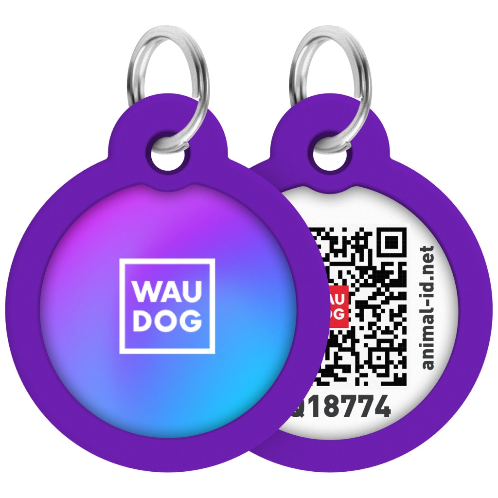 Адресник для тварин WAUDOG Smart ID з QR паспортом "Градієнт фіолетовий", коло 25 мм (225-4034) - зображення 1
