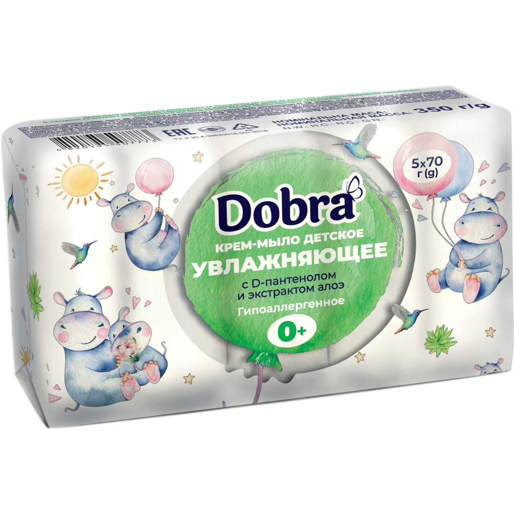 Тверде мило Dobra Зволожуюче з D-пантенолом та екстрактом алое 5 х 70 г (4820195507773) - зображення 1
