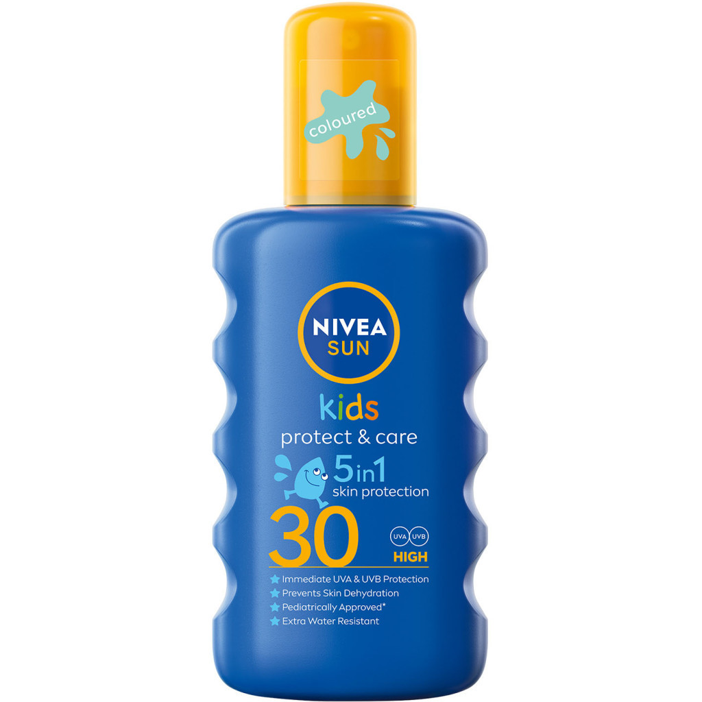 Засіб від засмаги Nivea Sun Kids Дитячий сонцезахисний спрей Захист та догляд SPF 30 200 мл (4005808854035/5900017067766) - изображение 1
