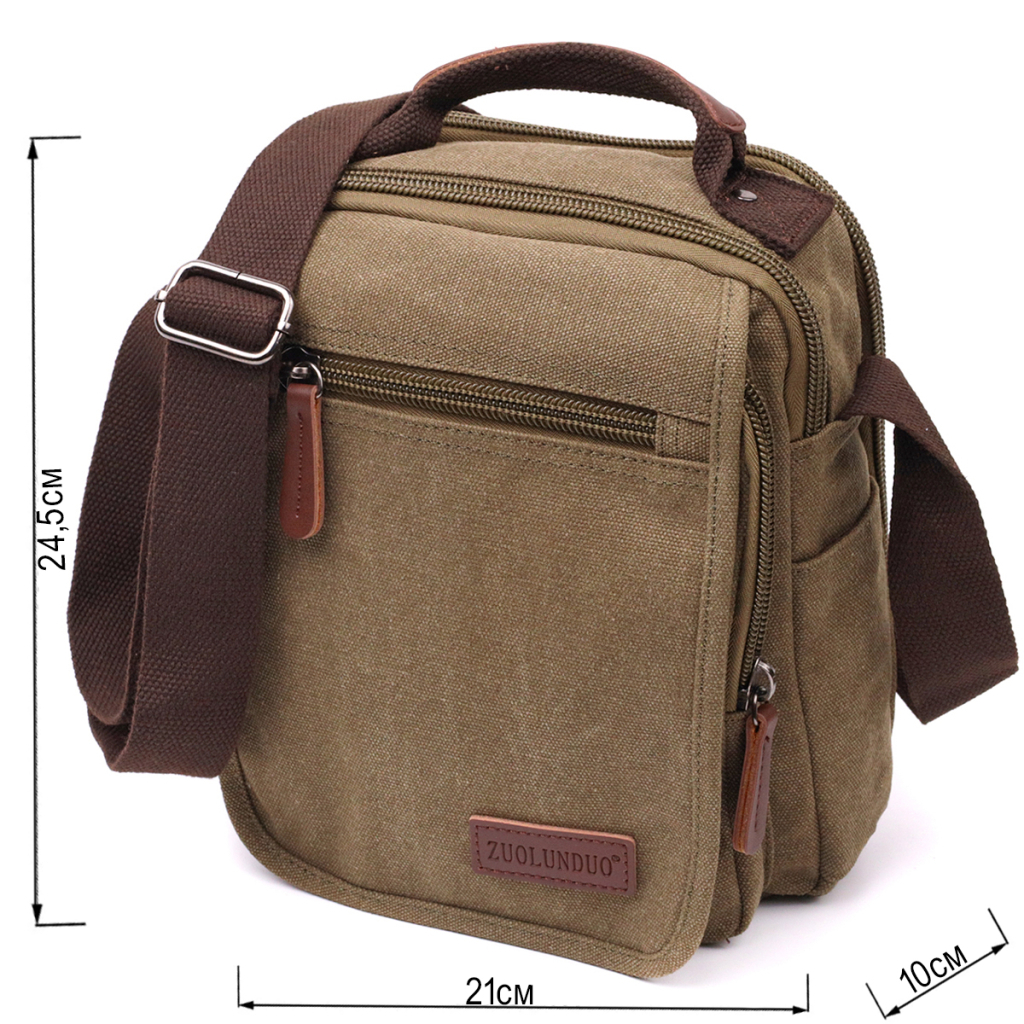 Сумка Vintage На плече з текстилю Оливкова (22228) - зображення 3