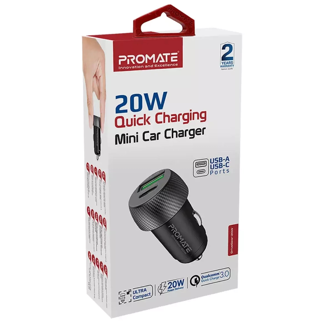 Зарядний пристрій Promate 20W USB-C + USB-A (drivegear-20w.black) - зображення 2