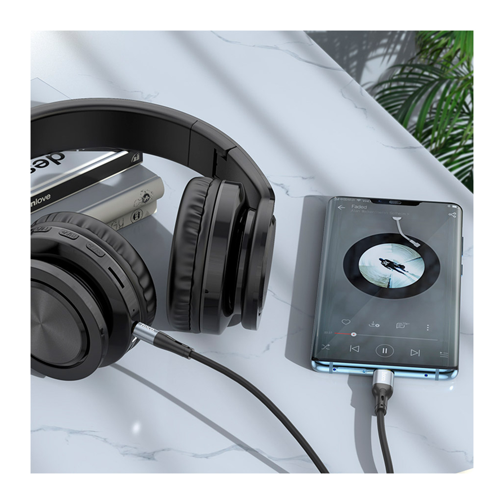 Кабель мультимедійний USB-C to 3.5mm M 1.0m silicone black HOCO (6931474769497) - зображення 6