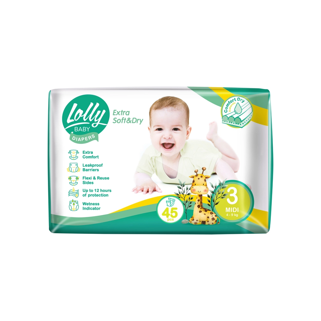 Підгузки Lolly Soft Midi 3 4-9 кг 45 шт (4820174981259) - зображення 1