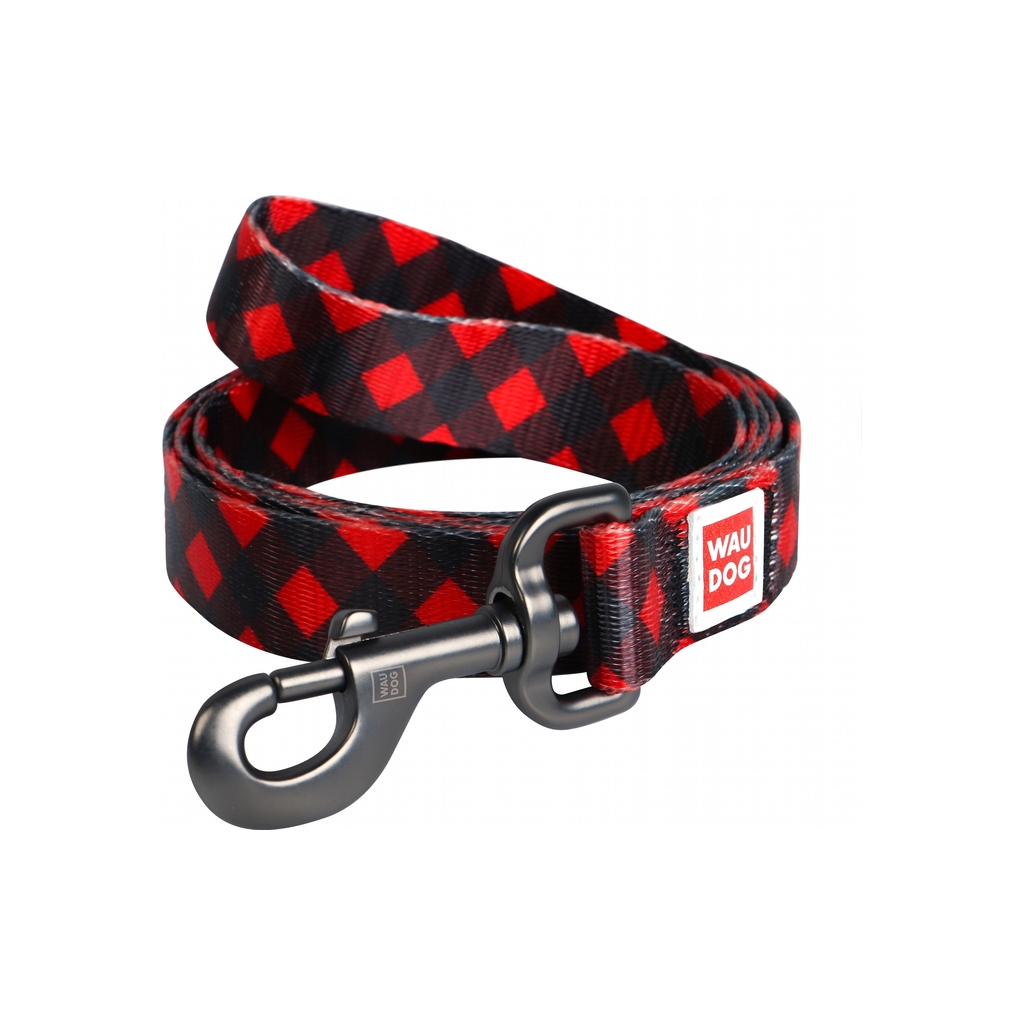 Повідок для собак WAUDOG Nylon "Шотландка червона" S Ш 15 мм (4850) - зображення 1