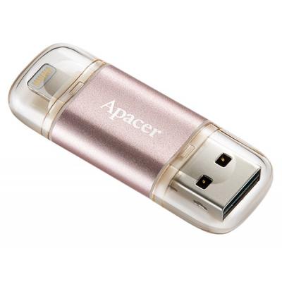 USB флеш накопичувач Apacer 128GB AH190 Rose Gold USB 3.1/Lightning (AP128GAH190H-1) - зображення 2
