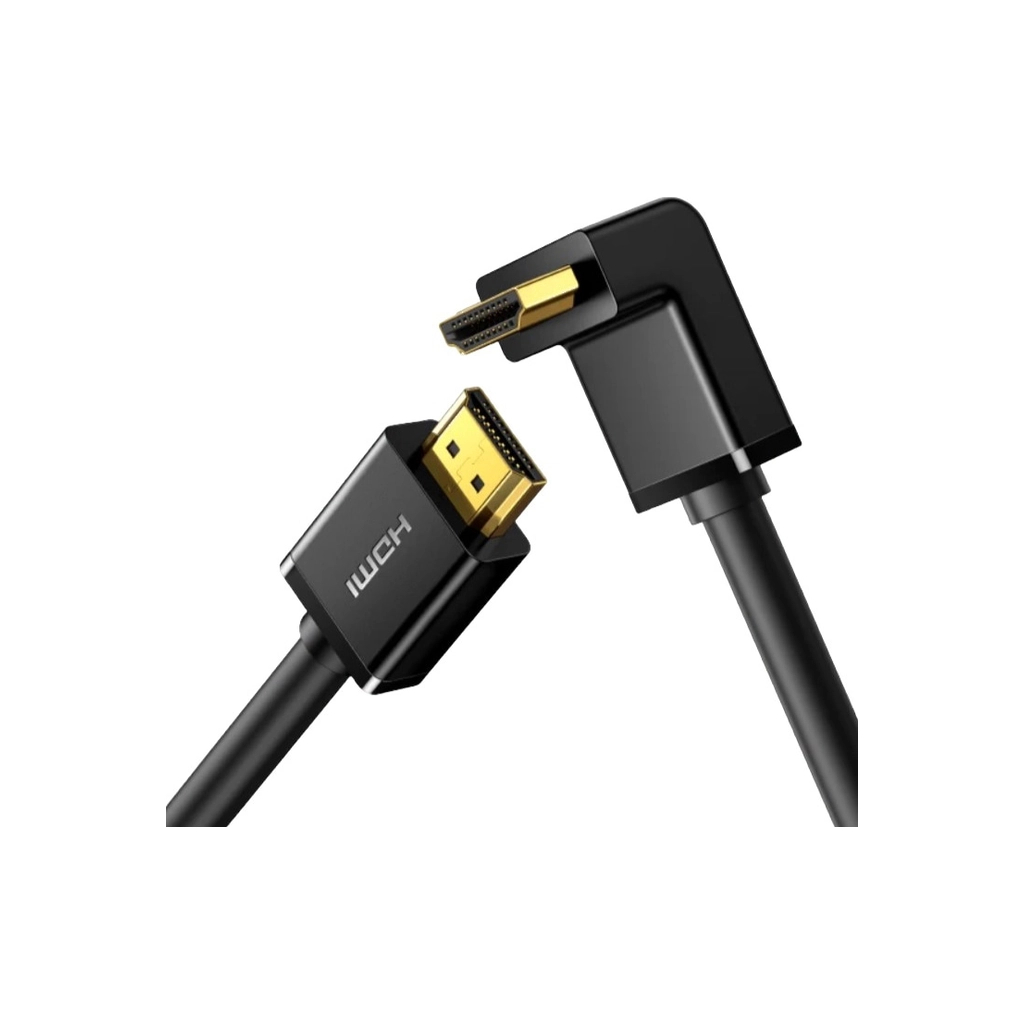 Кабель мультимедійний HDMI M to HDMI M 1.0m 90° corner HD103 black UGREEN (10172) - зображення 1