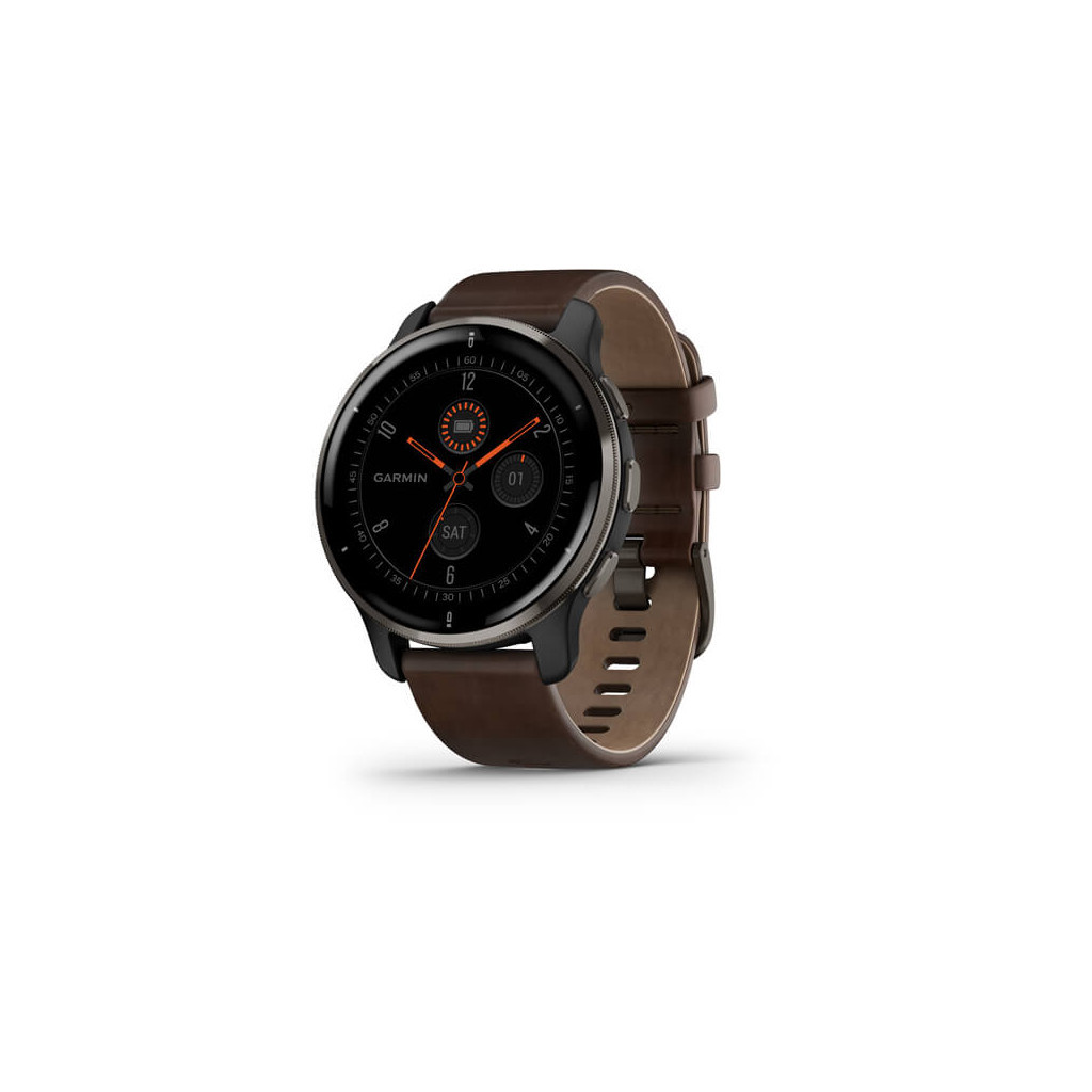 Смарт-годинник Garmin Venu 2 Plus, Black + Slate, Leather, GPS (010-02496-15) - зображення 1