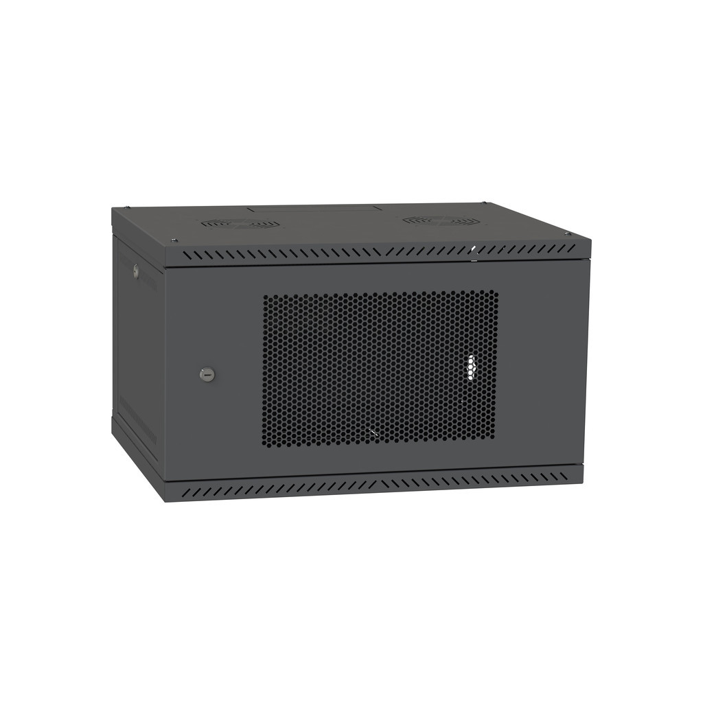 Шафа настінна Ipcom 6U, 600*450, перфоровані дверцята, RAL9005 (СН-6U-060х045-ДП-9005) - зображення 1