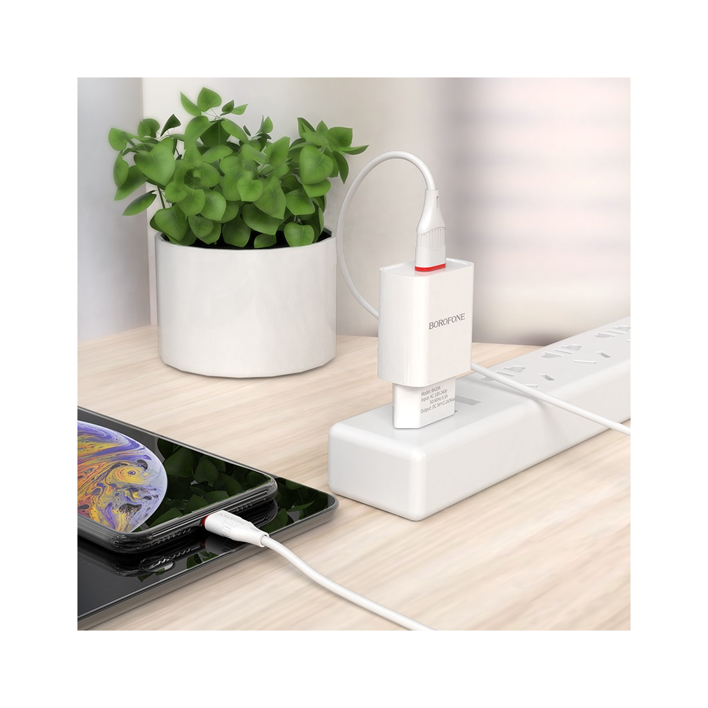 Зарядний пристрій BOROFONE BA20A Sharp charger set(Lightning) White (BA20ALW) - зображення 8