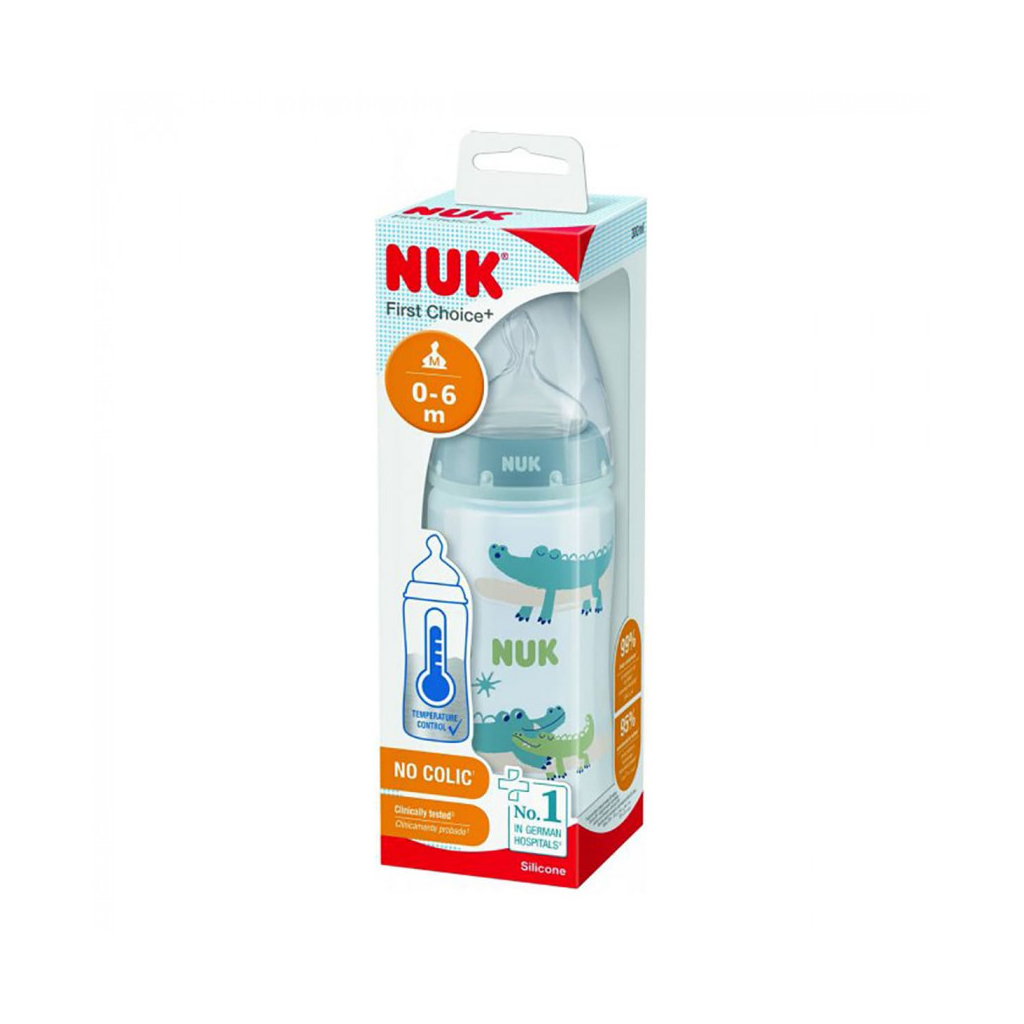 Пляшечка для годування Nuk First Choice Plus Крокодили 300 мл Синя (3952397) - зображення 2