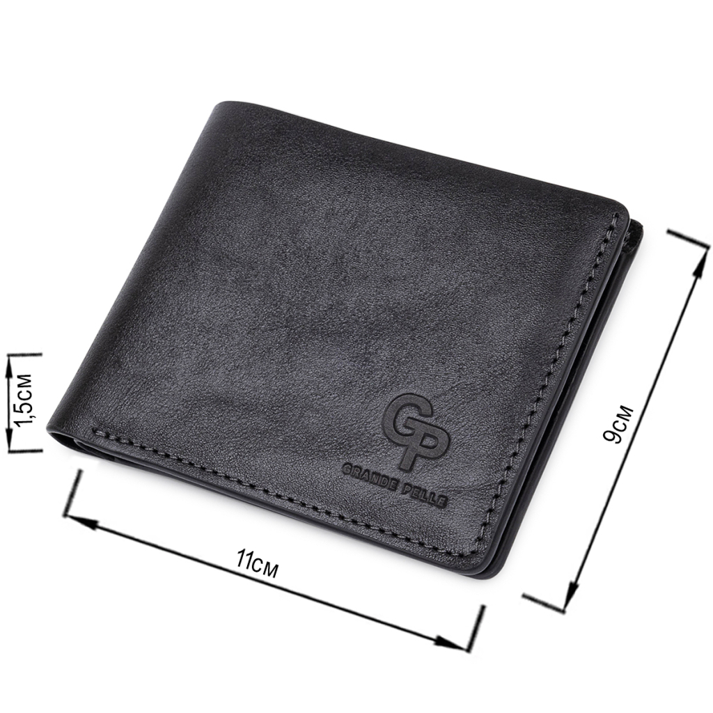 Портмоне Grande Pelle Шкіряне Чорне (11554) - зображення 3