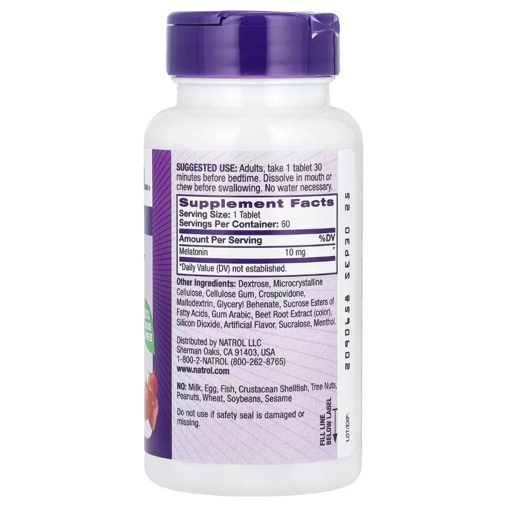 Амінокислота Natrol Мелатонін швидкорозчинний, 10 мг, смак полуниці, Melatonin (NTL-06211) - зображення 5