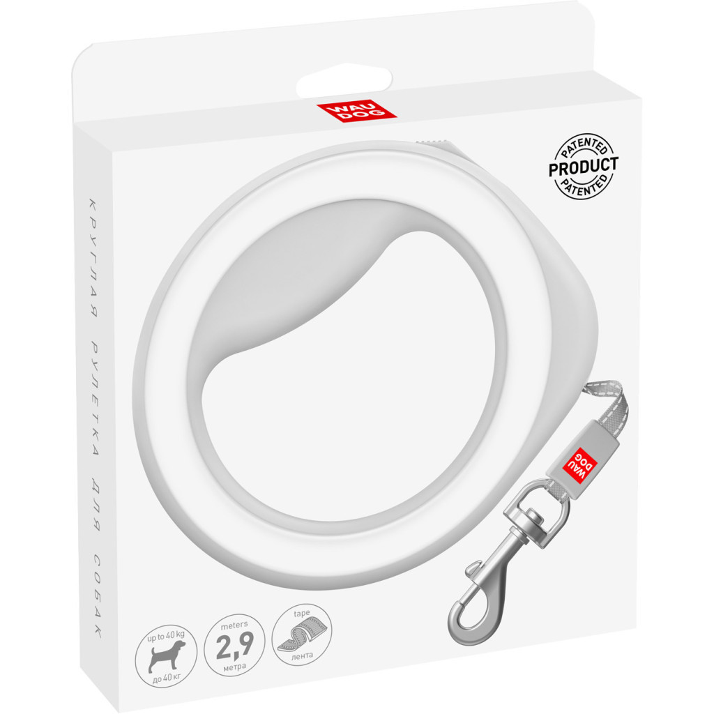 Повідець для собак WAUDOG R-leash світловідбиваюча стрічка XS-M до 40 кг 2.9 м білий (812715) - изображение 2